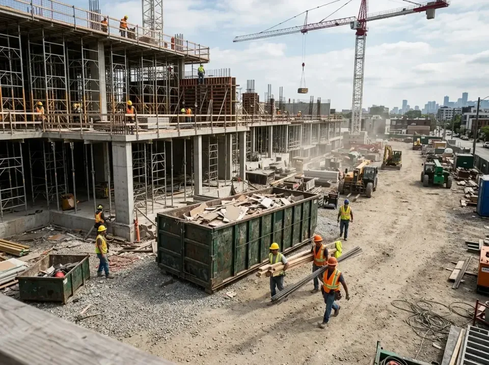 commercial-construction-site-w-002 — frequently asked questions, Low Cost Construction Dumpster Rental in Little Canada, MN